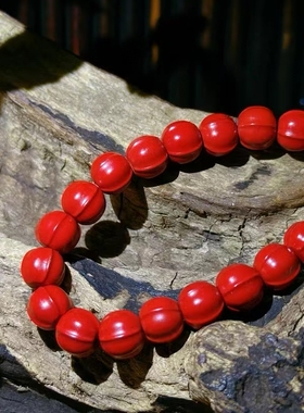 灵丹真朱砂鲨鱼背手串高含量保真朱砂文玩手串配饰珠径10mm男女款