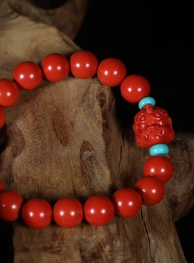 灵丹真朱砂保真朱砂素珠单圈貔貅手串高含量男女款手链简约礼品