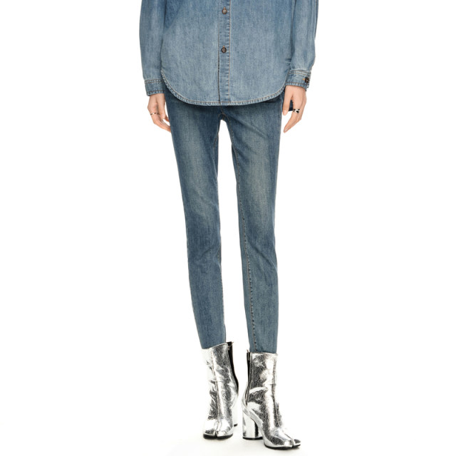 H GENTEEL Hegao 2024 new spring clothing for women's mid-high waist slimming patch embroidered feet pants casual trousers