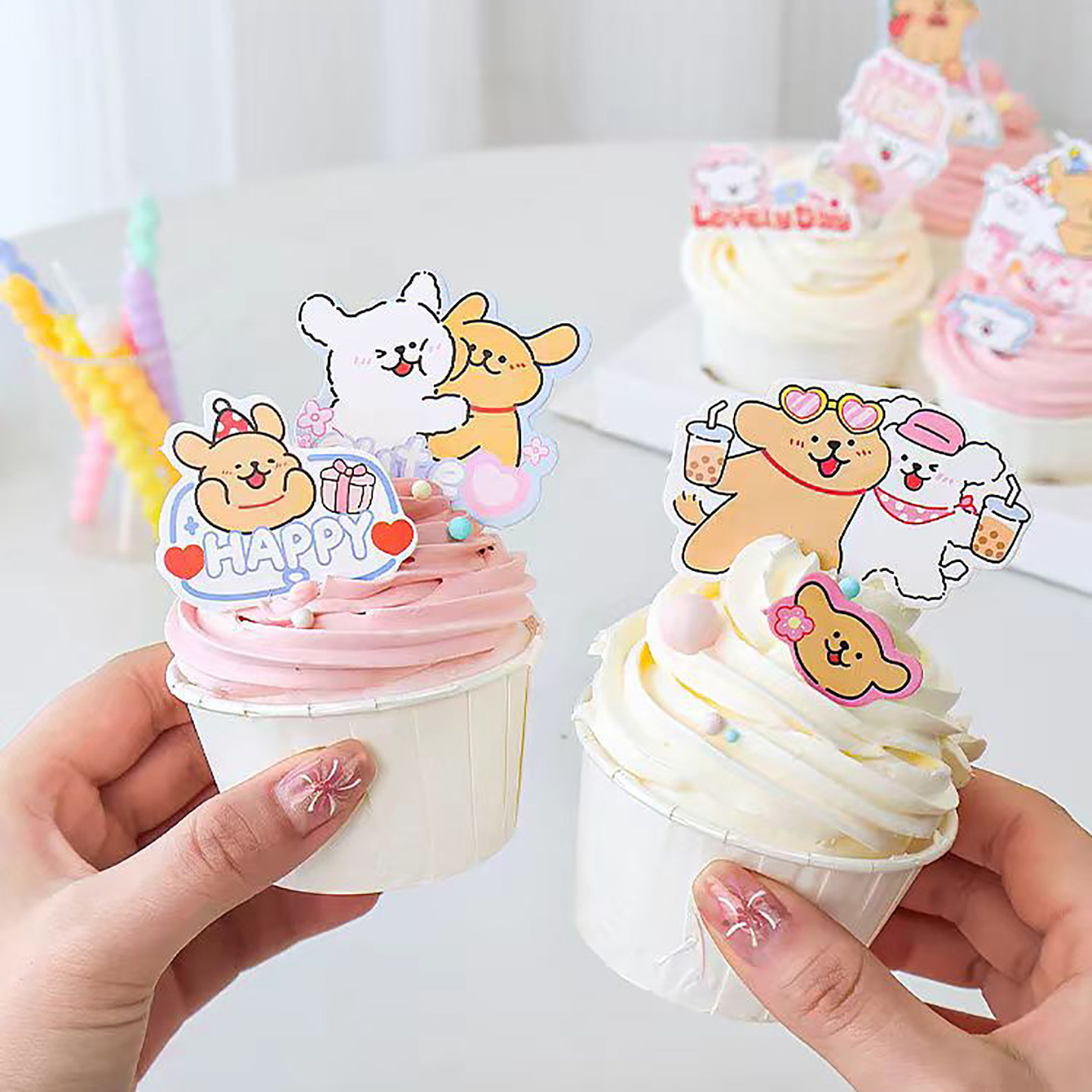 可爱线条小狗狗蛋糕装饰摆件网红儿童纸杯生日烘焙装扮插件,淘宝优惠券,粉丝福利购,淘宝优惠卷