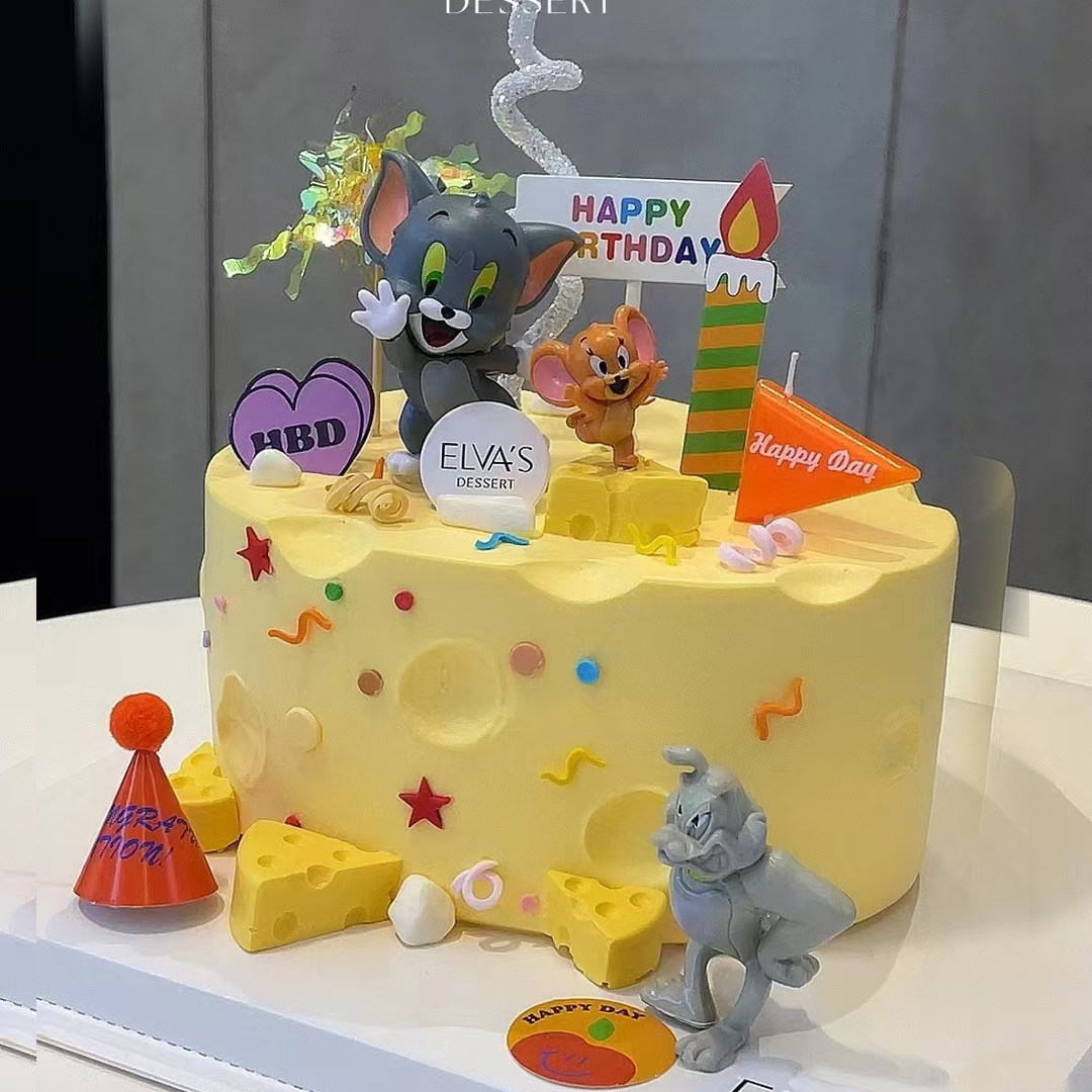 卡通猫和老鼠蛋糕装饰摆件汤姆杰瑞奶酪儿童生日派对蛋糕装饰摆件,淘宝优惠券,粉丝福利购,淘宝优惠卷