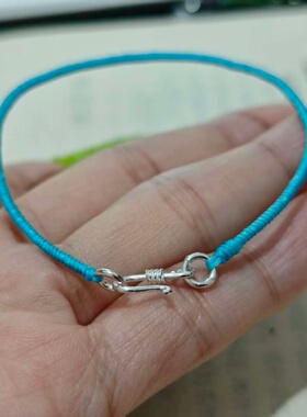 超细正红色清迈风纯银扣金刚结