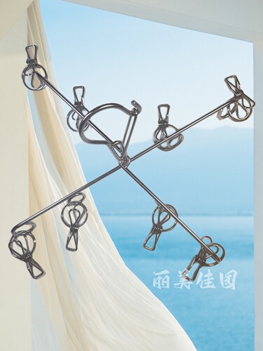 304不锈钢十字裤架4夹8夹折叠防风衣架牛仔裤裙子裤夹晾晒神器 - 图2