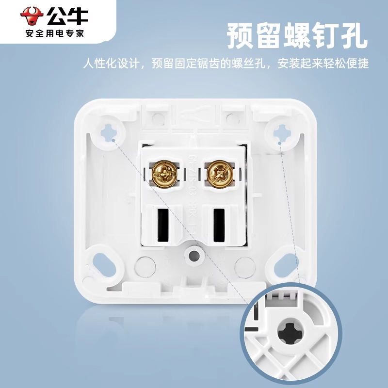 公牛明装面板插座扁二孔三孔五孔单相墙壁10A16a插头插座Z1/Z2/Z3 - 图1