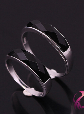 沁缘925银戒指情侣银玛瑙银饰品