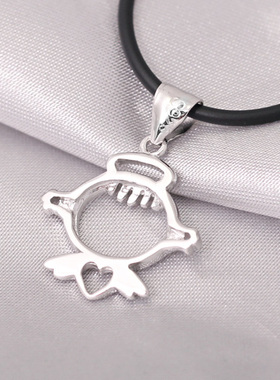 925银女孩福娃吊坠生日礼物项链