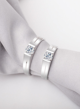 沁缘925银情侣戒指银饰品礼物