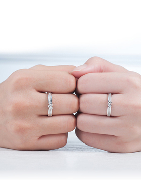 沁缘925银情侣戒指女生日礼物