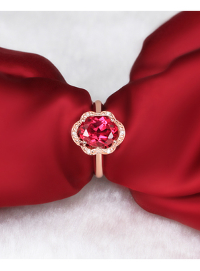 克拉红刚玉爱情戒指银饰品