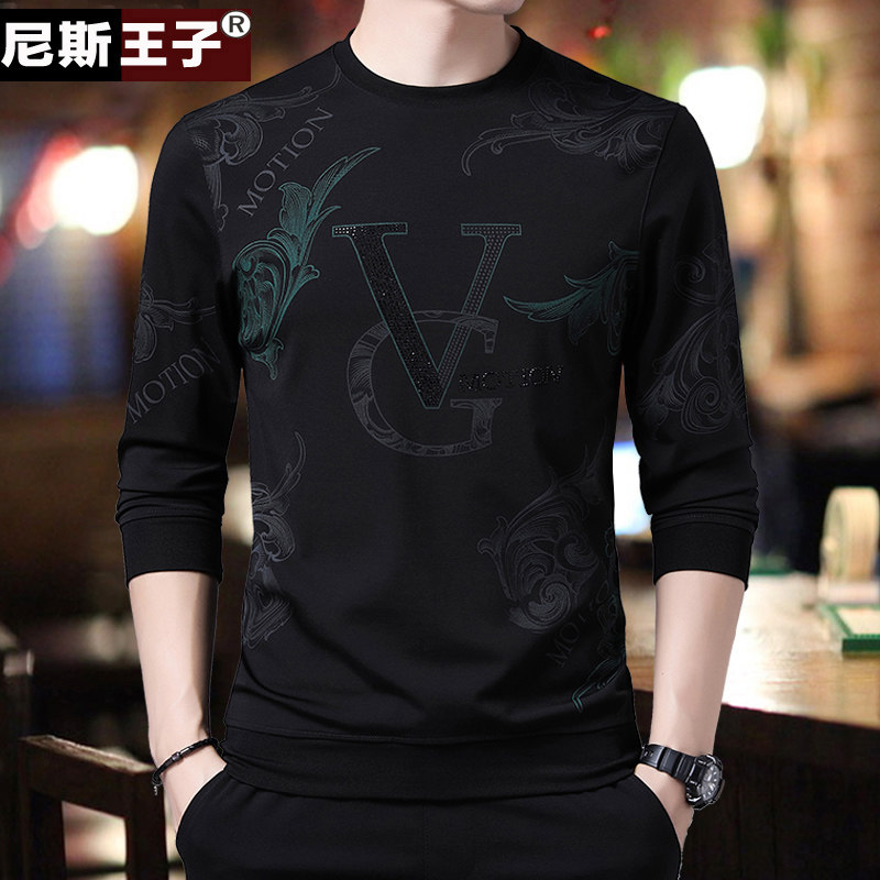 秋冬季男装中年保暖加绒长袖t卫衣 尼斯王子T恤
