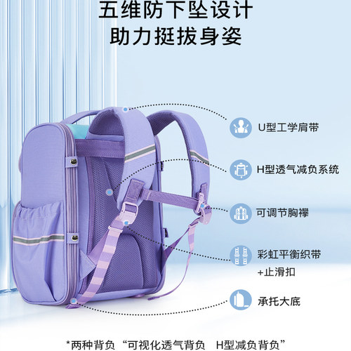 卡拉羊小学生1234年级书包男女新减负防水流行双肩包儿童书包2029 - 图2