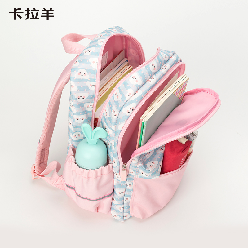 卡拉羊小学生书包1234年级男女新款儿童减负双肩背包书包CX2784