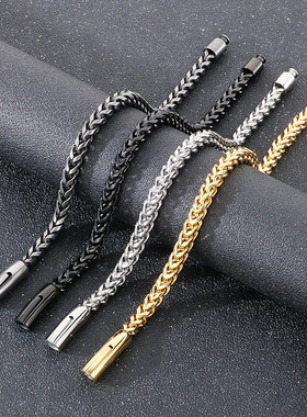 诗予饰复古弹簧扣龙骨男士手链