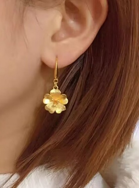 仿真黄金婚嫁三金耳环玫瑰花耳饰