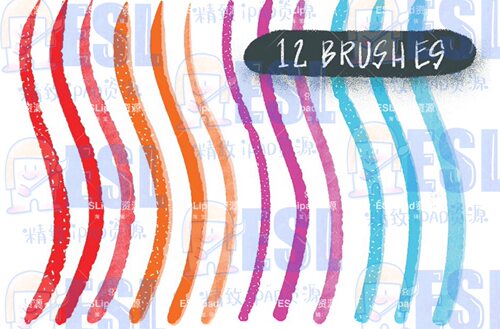 ESL小林阴影书写brushlettering笔刷procreate书写笔刷阴影12款 - 图2