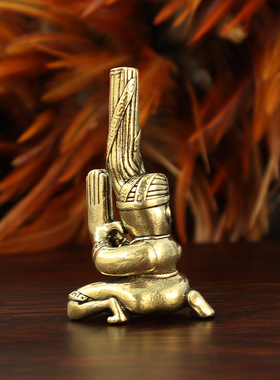黄铜三星堆跪拜人树像摆件
