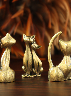 跨境爆款黄铜欧式猫摆件