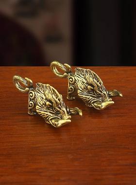 家居装饰品小猪摆件黄铜复古