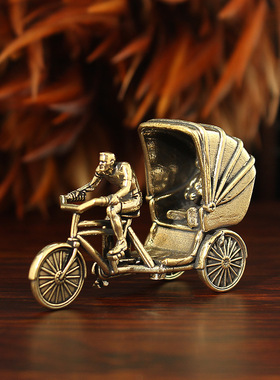 黄包车装饰铜摆件去兜风