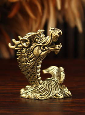 新款占鳌头实心做旧茶桌摆件