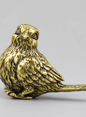 黄铜比翼鸟摆件实心铜麻雀铜鸟