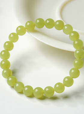 印象眸和田玉手串男女款黄口圆珠