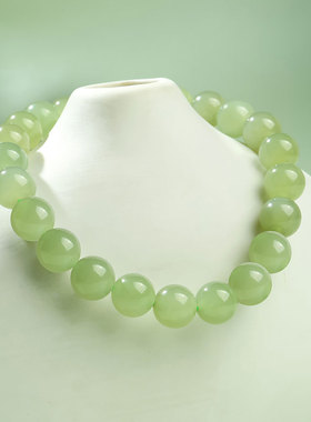 印象眸和田玉浅青玉手串冰晴水