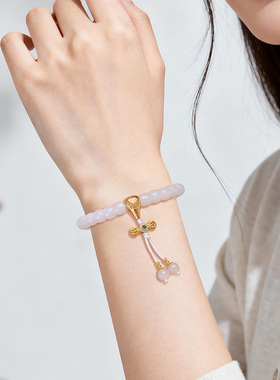 印象眸和田玉手串女款白玉直切珠