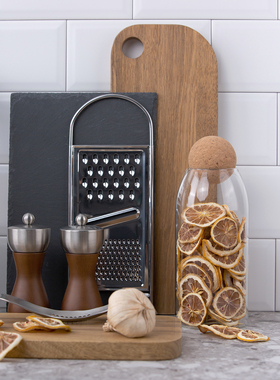 厨房样板间软装饰品摆件北欧厨具食材罐研磨器实木面包板菜板砧板