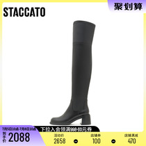STAACCATO Winter new handsome brief about knee boots thick heel long boots Super Long Boots Woman Leather Boots D5073DC1