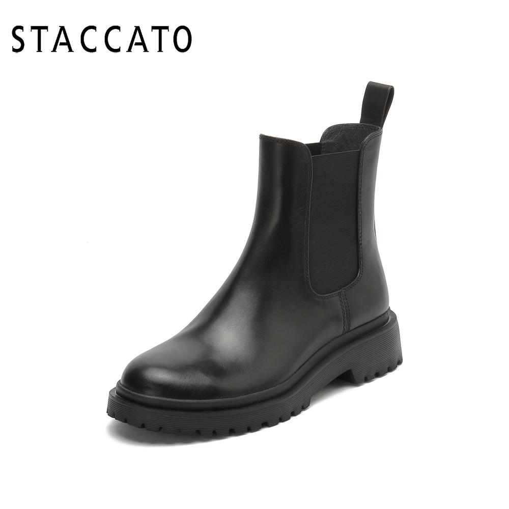 staccato旗舰店思加图冬季新款厚底烟筒靴切尔西靴帅气女短靴子9VL14DD00