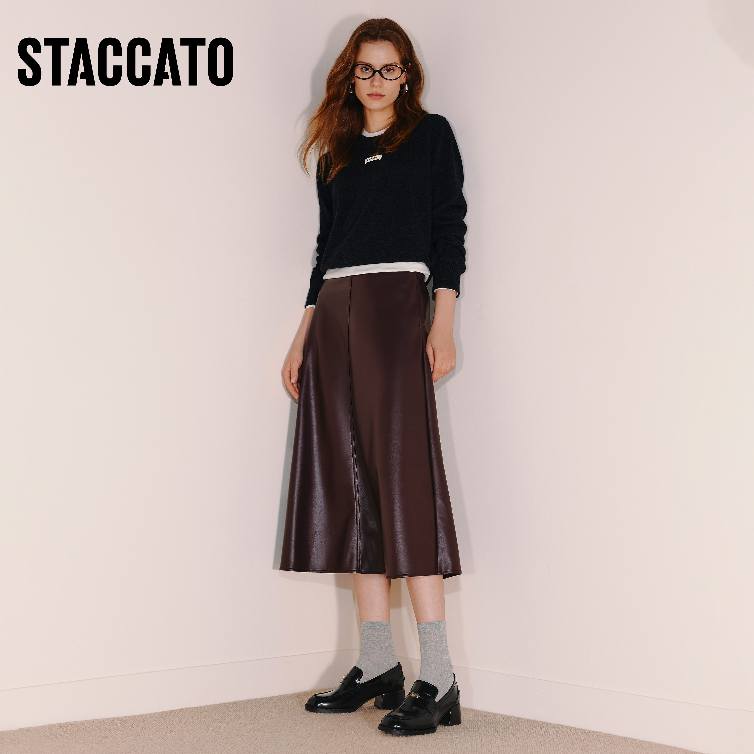 思加图新款英伦风乐福鞋粗跟增高黑色小皮鞋单鞋女鞋鞋子EGY02CA5,淘宝优惠券,粉丝福利购,淘宝优惠卷