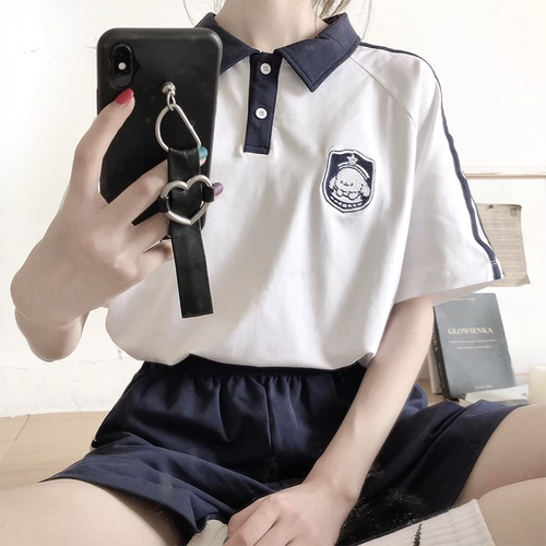 Спортивный костюм, хлопковая японская школьная юбка, шорты для школьников, комплект, для бега, короткий рукав