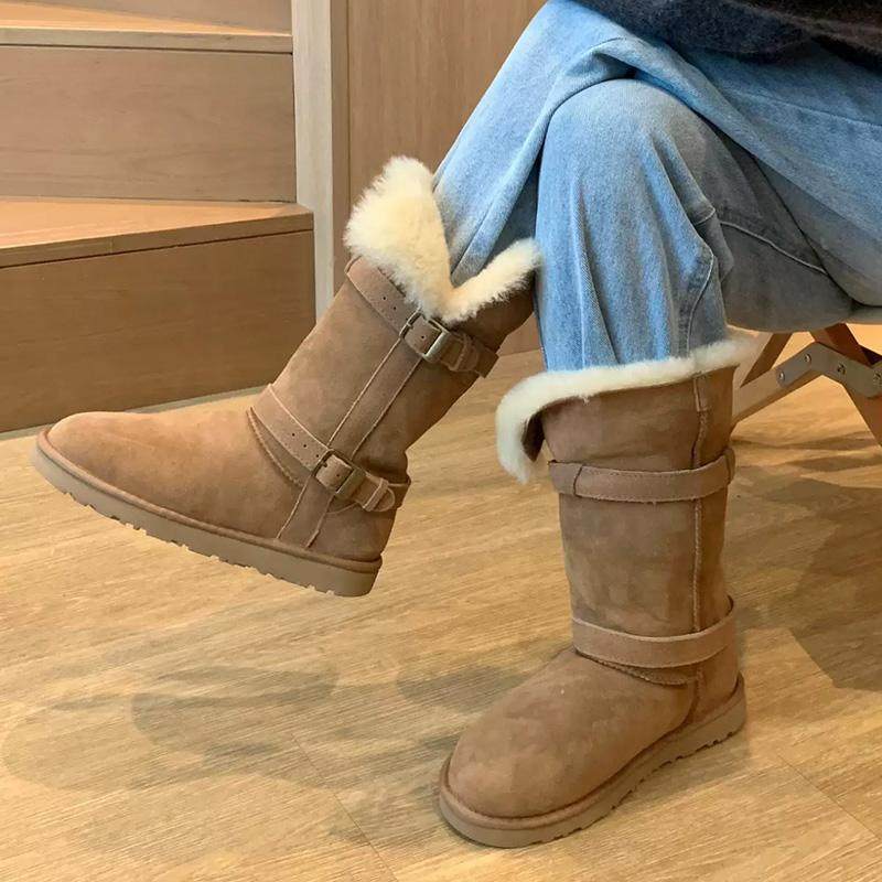 超暖羊皮毛一体雪地靴女骑士靴高筒皮扣带可拆卸翻毛不过膝棉靴冬,淘宝优惠券,粉丝福利购,淘宝优惠卷