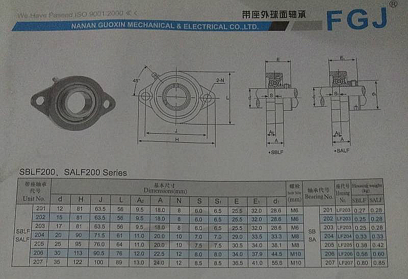 菱形短脚轴承座带轴 SBLF208 SBLF209 LF210 LF211 LF212带轴承 - 图2