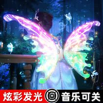 Red Butterfly Wings Little Girl Angel Elf Eider Wing Back Adorned Children Girl Glowing Feathered Feather Toys