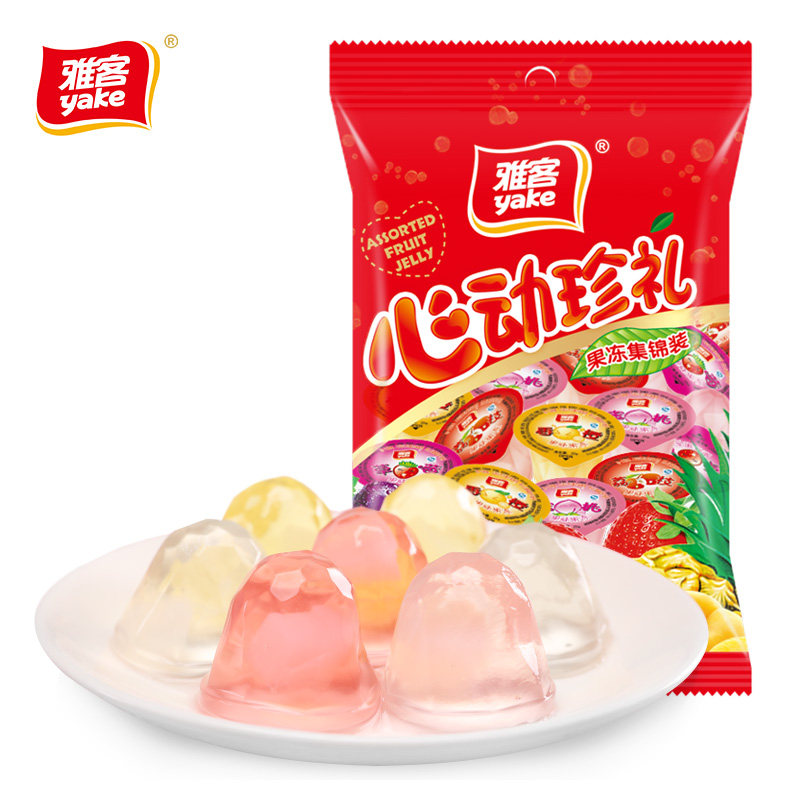 雅客心动珍礼果冻混合水果味果冻网红休闲零食小吃下午茶点心360g