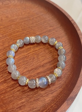 2025天然水晶灰月光手链女款月光石手链轻奢小众高级感送闺蜜礼物