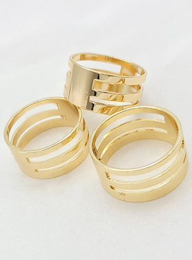 18k金色开圈戒指diy手工配件