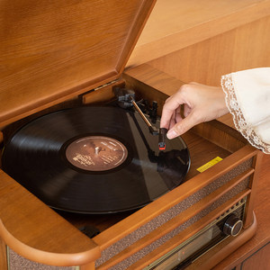 名伶1411老式LP黑胶唱片机复古留声机音响欧式摆件电唱机无线蓝牙