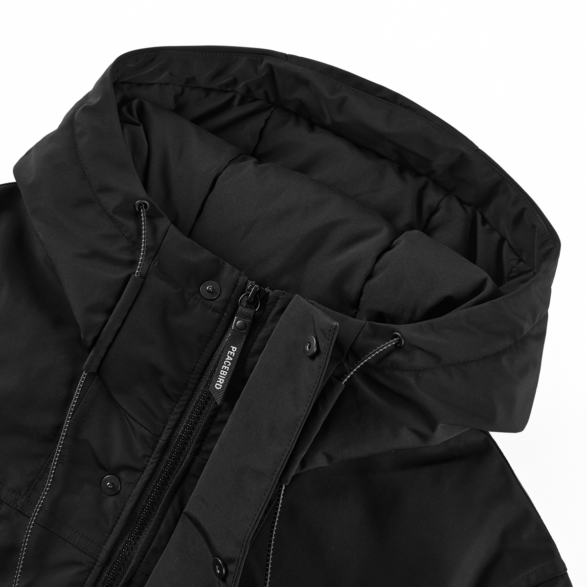 太平鸟男装冬季宽松休闲黑色男面料 太平鸟男装羽绒服