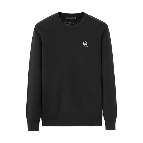 Демисезонная шерстяная модная футболка с бабочкой, с вышивкой, облегающий крой, городской стиль