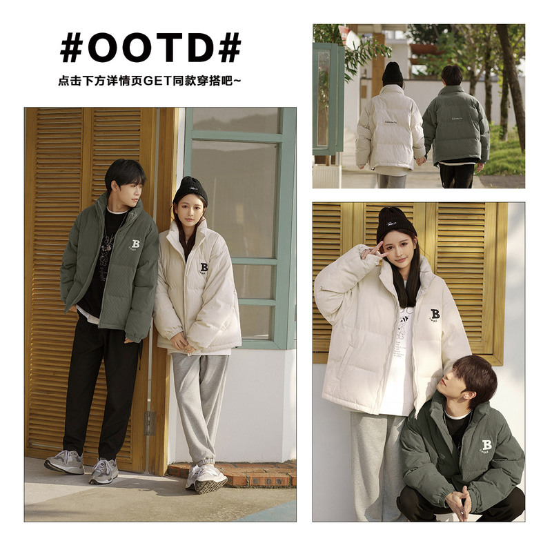 太平鸟男装旗舰店太平鸟男装华夫格棉衣冬季新款棉服男女情侣外套灯芯绒棉袄潮1