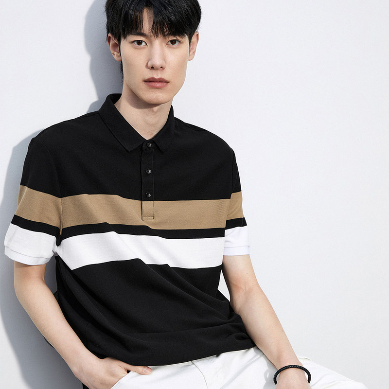 太平鸟男装2023夏季新款条纹polo衫 太平鸟男装Polo衫