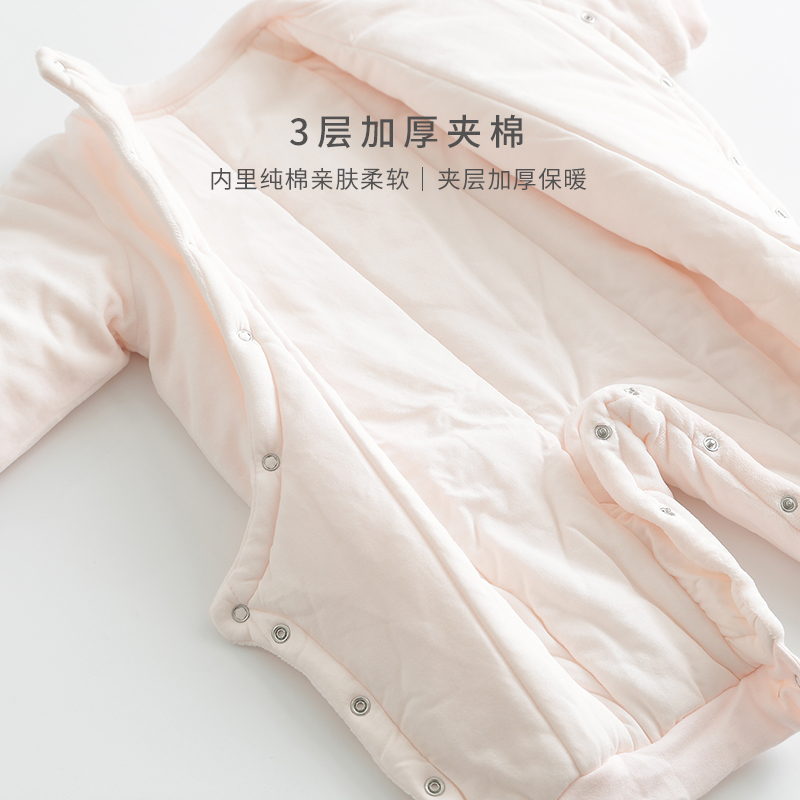 哥比兔婴儿连体衣冬季棉服男女宝宝三层夹棉哈衣棉衣加厚连身衣服