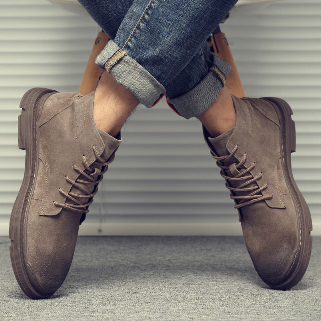 Martin boots men's middle-skin genuine leather casual British work boots