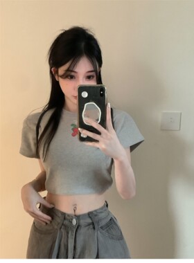 短袖t恤上衣潮甜辣妹短款露脐夏