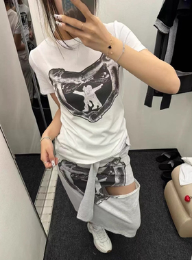 上身超惊艳 ！美式复古辣妹短袖t恤女夏季小个子正肩修身显瘦上衣