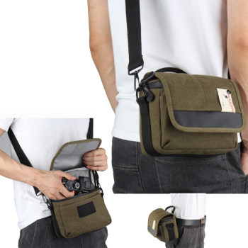 BESNFOTO Mirrorless Camera Bag DV Camera Canvas Shoulder Camera Bag a7 a6400 200d Waist Bag