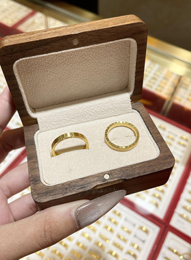 周家同款年轮对戒冷淡风心形520时钟戒指钛钢金色戒指女简约百搭